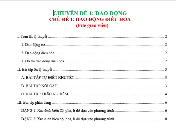 CHƯƠNG 1. DAO ĐỘNG - dùng chung 3 sách - có lời giải